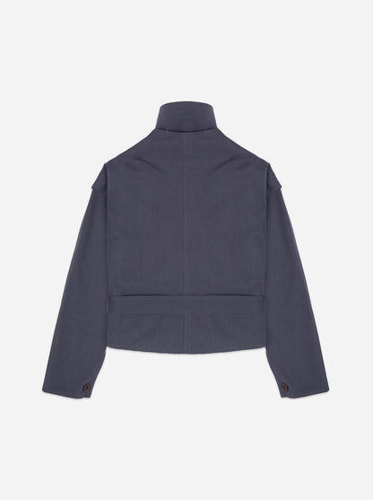 Aisuru stone blue shirt jacket from  back 